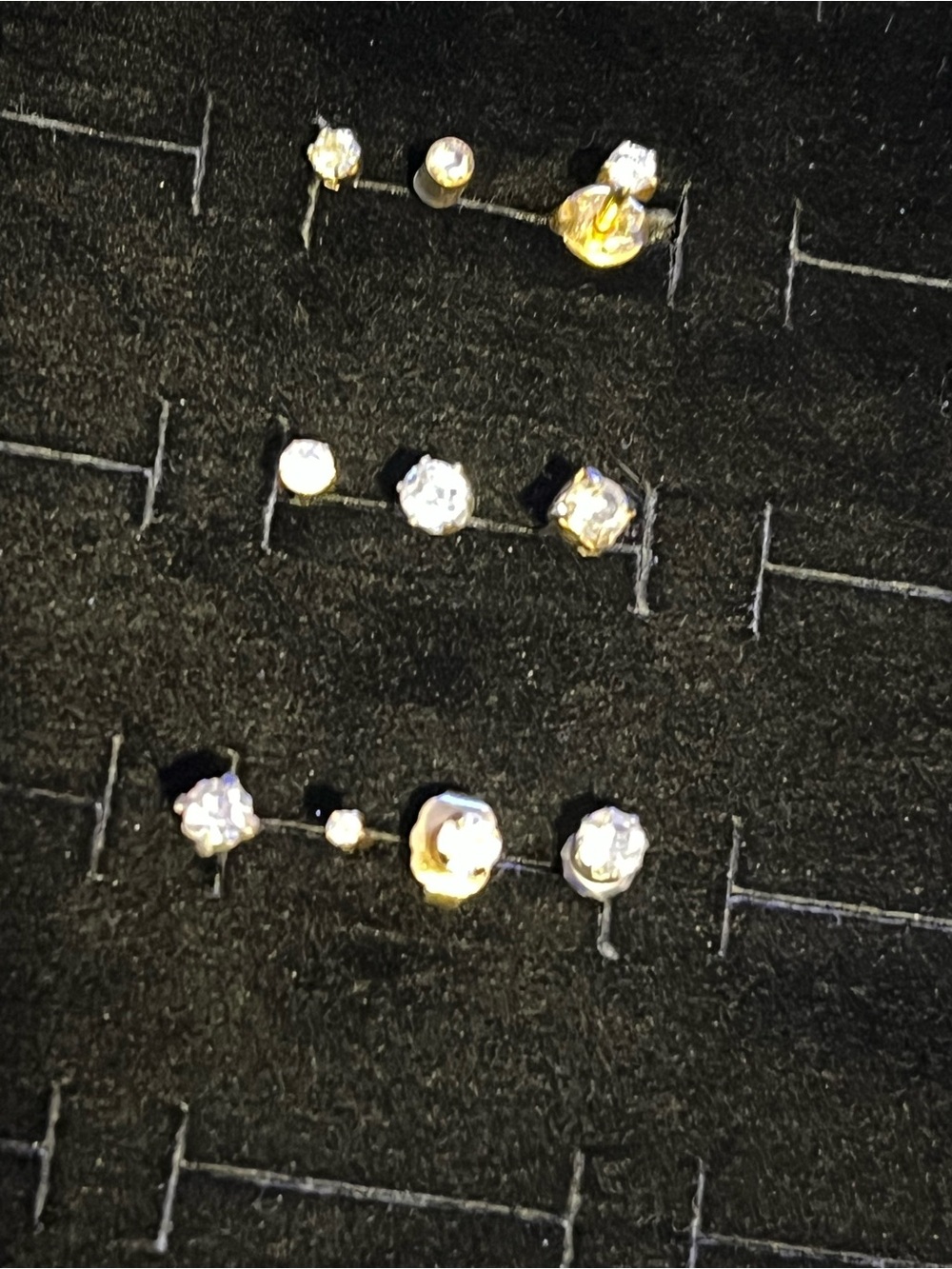 Gold toned and Silver CZ Stud Earring Set of 10 - A11